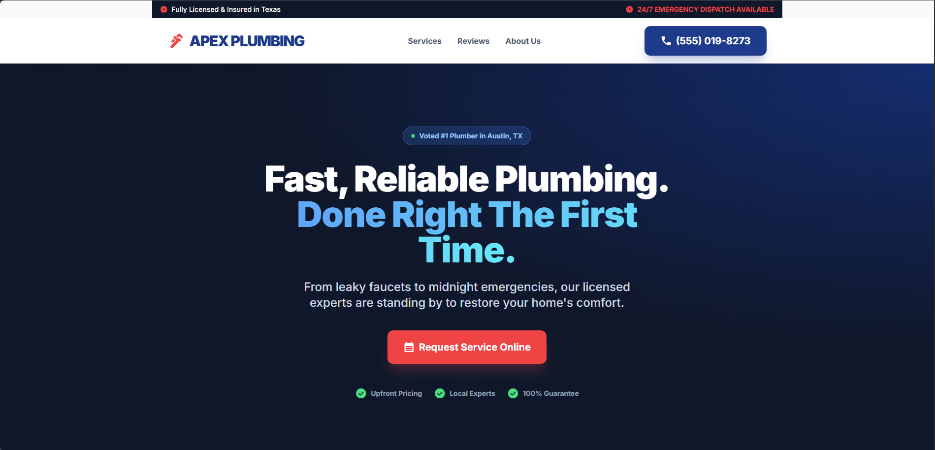High converting local business website layout