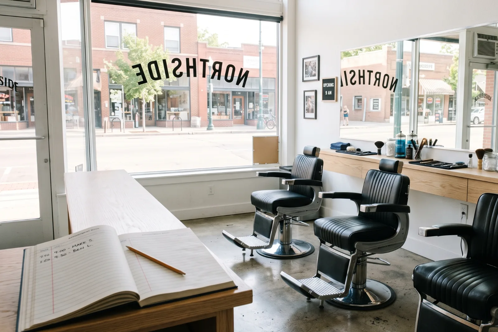The inside of Northside Barber Co. before opening